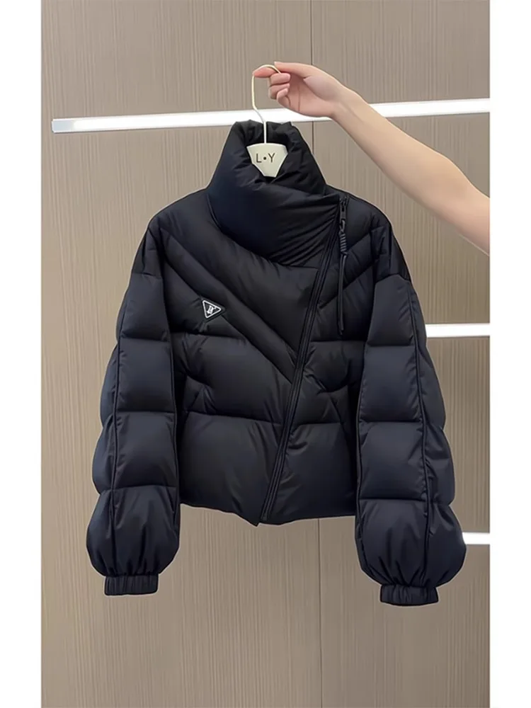 

Thiened Stand Collar down Cotton Jaet Women's Winter New Sle Irregular Fit Coat Korean Version Loose Sle Long Sve