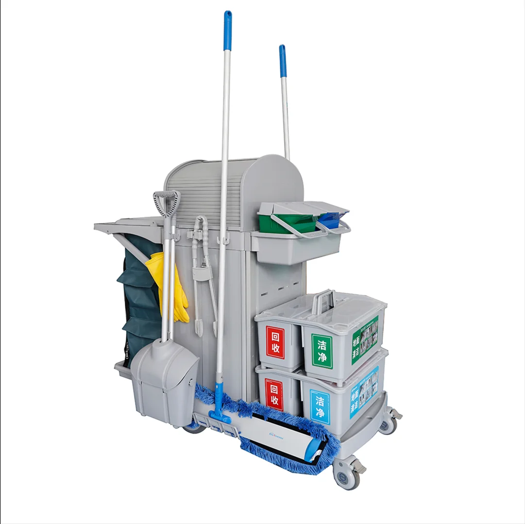 ECG Commercial Multifunction Hotel Housekeeping Plastic Street Cleaning Cart Cleaning Service Trolley