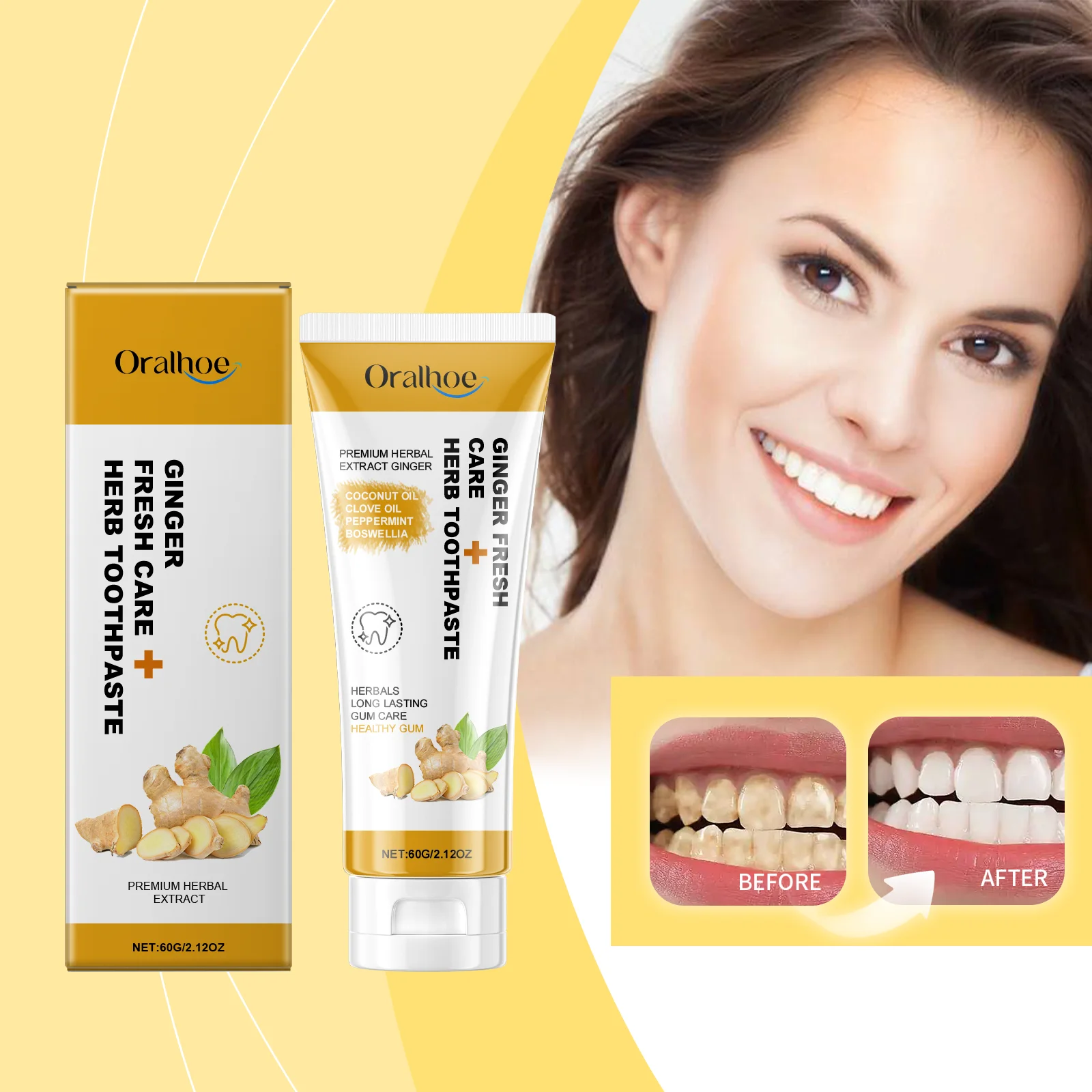 

Зубная паста с травяным имбирем, глубокая чистка зубов, средство для удаления желтых пятен, свежее дыхание, паста для зубов, гигиена полости рта, отбеливающая зубная паста