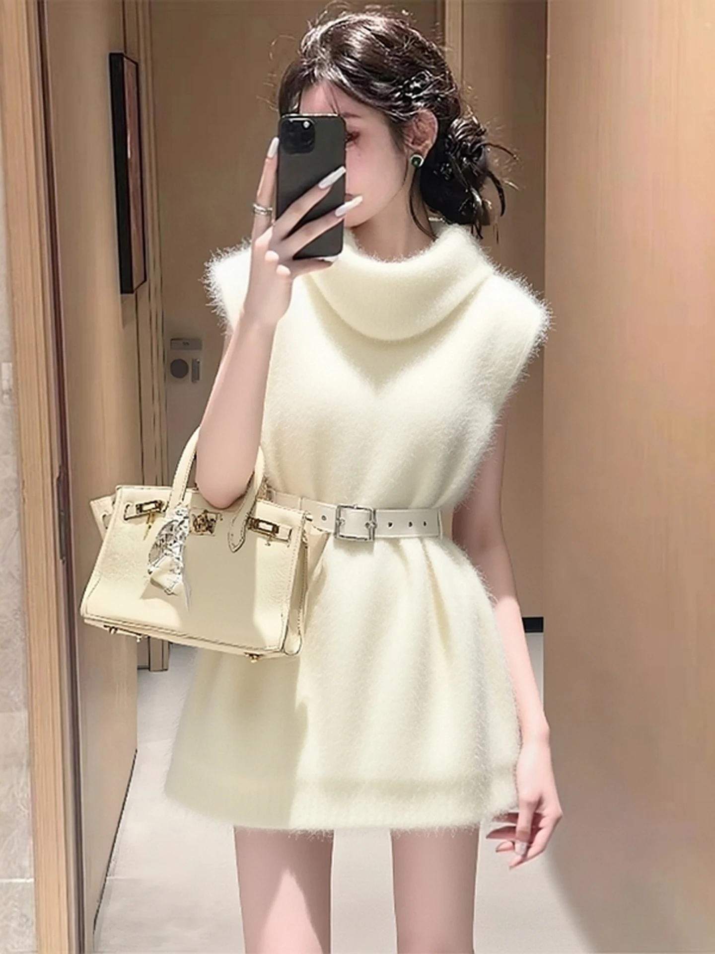 

Вязаный комплект Ele: комфортный, приятный к телу, стройнящий, женский, модный, в корейском стиле, для зимнего сезона, элегантный ансамбль