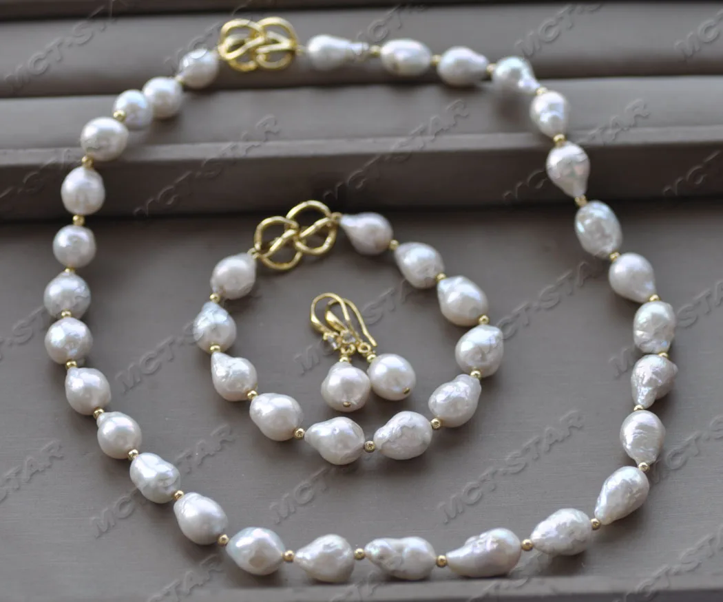 

Z11876 28'' 15mm White Drop Edison KESHI Pearl Necklace Bracelet Earring