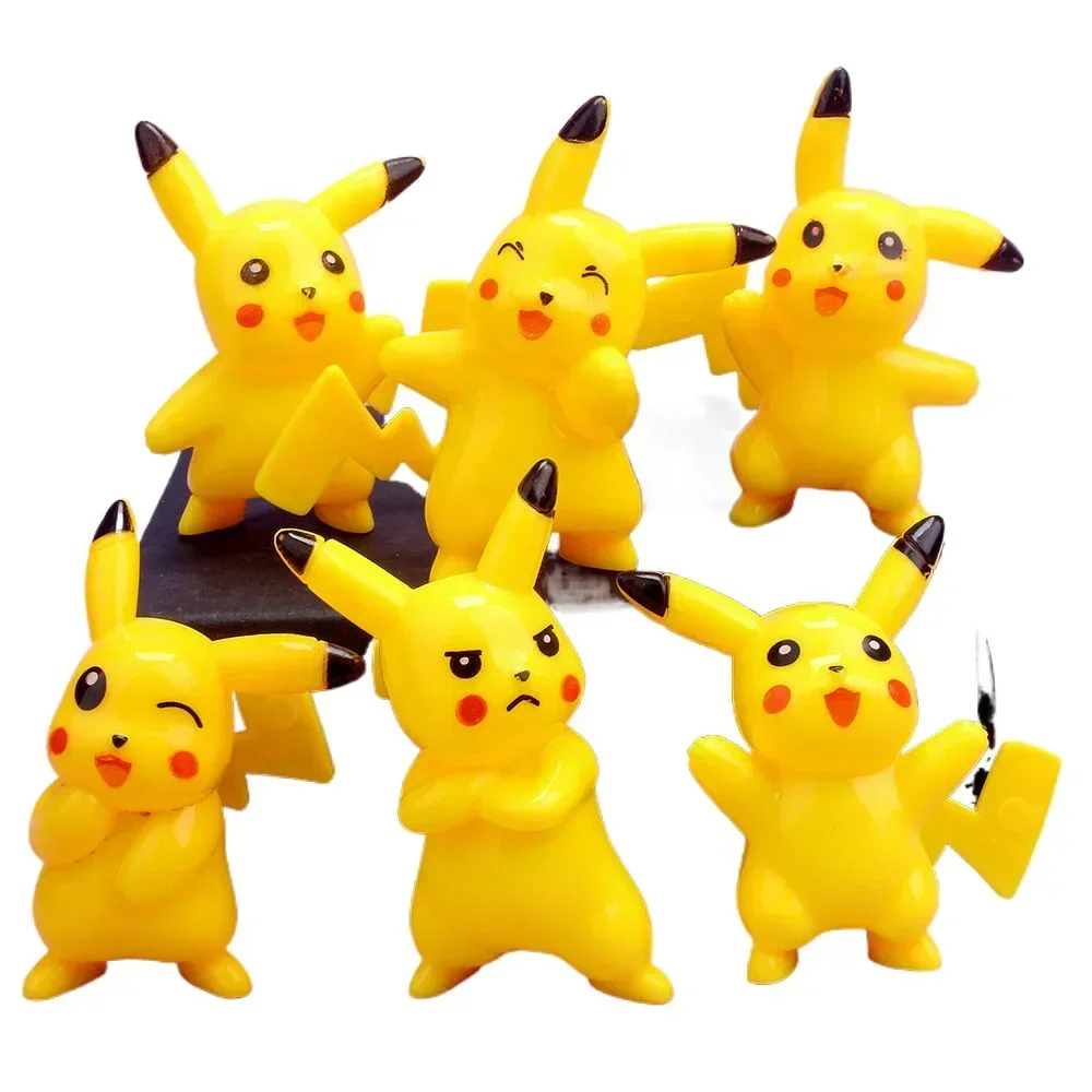 Desktop Decoratie Ornamenten Plastic Pikachu 6-delig Kawaii Auto Speelgoed Elf Baby Anime Figuren Mooie poppen Schattig Girly Heart