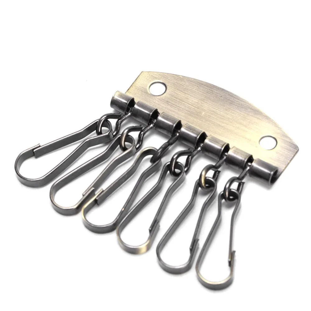 6 Hooks Clasp Clip Leather Keychain Gold/Bronze Color Key Organizer Design Key Ring Organizer Keychain Holder For DIY Crafting