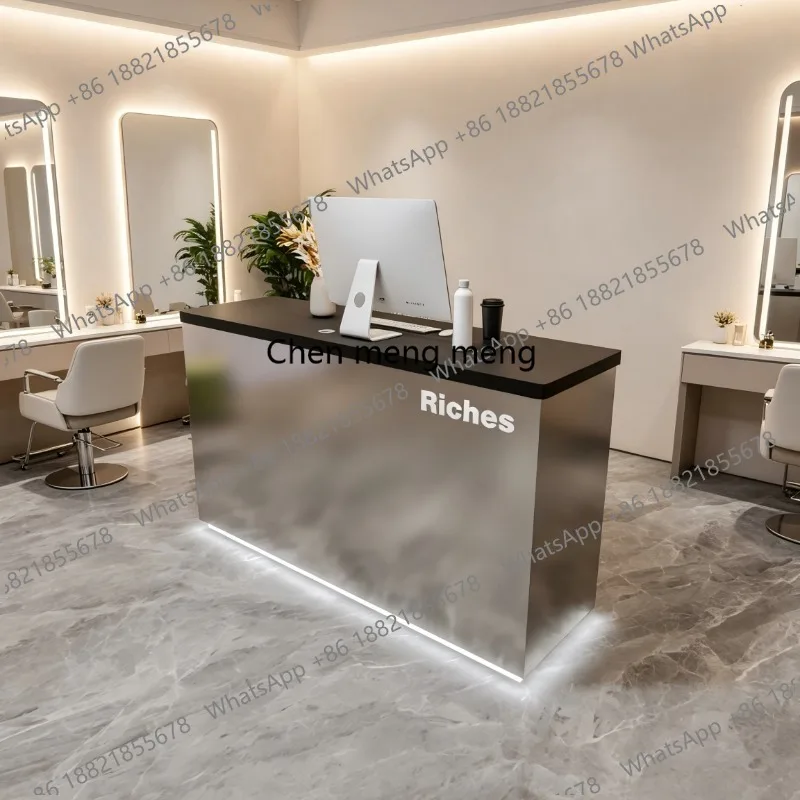 

Stainless steel checkout page Hair salon front desk Clothing store Light luxury high-end reception desk