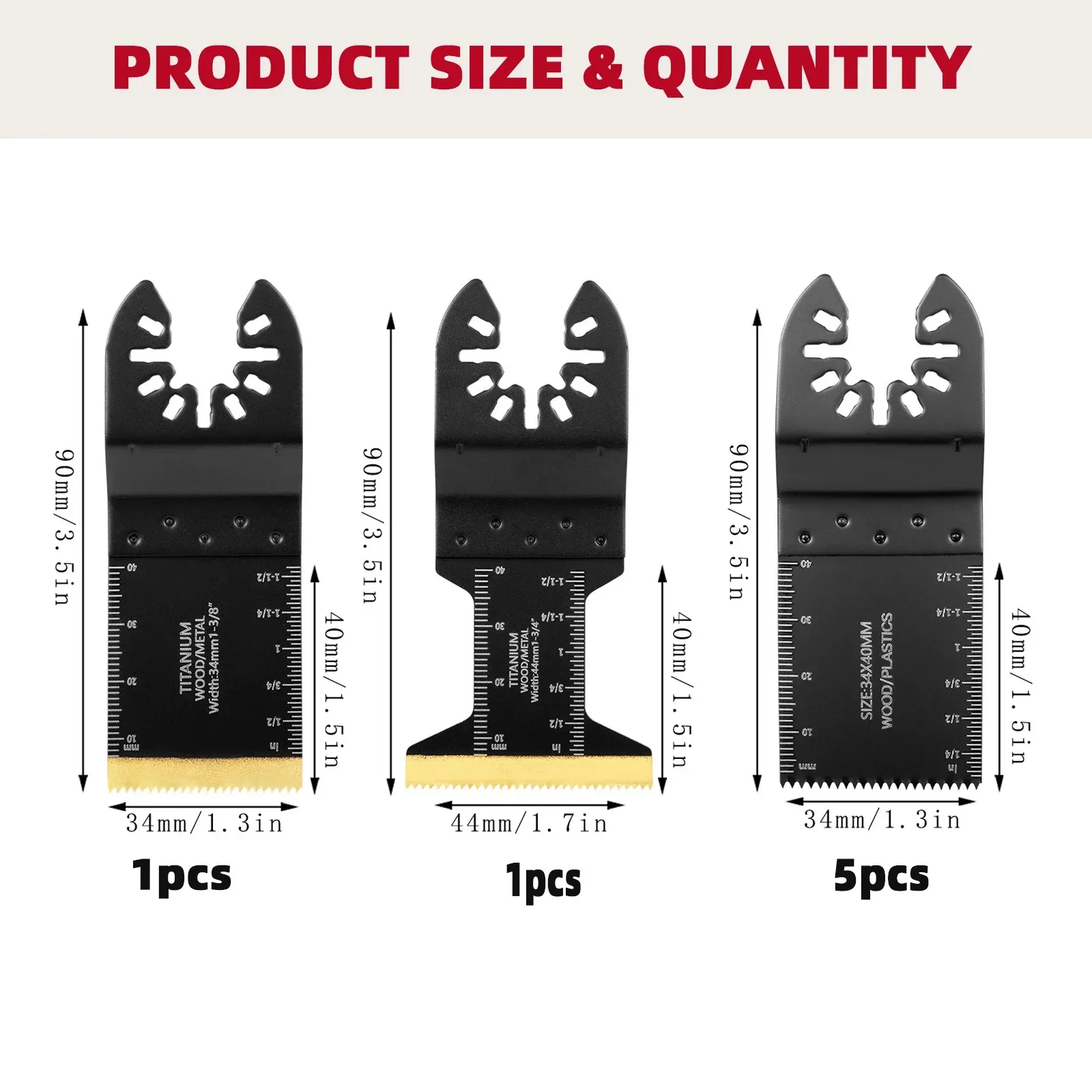 7PCS Oscillating Saw Blades Set Titanium Blades Wood Plastic Metal Quick Release Fit DeWalt Ryobi Milwaukee
