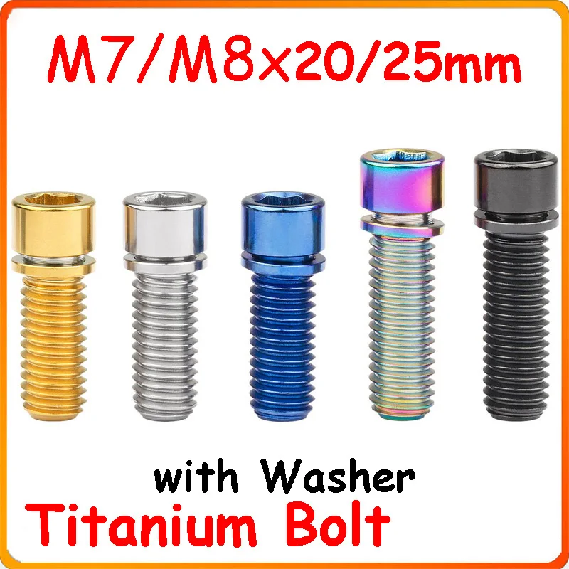 

M7 M8 Titanium Bolt 20/25mm Hex Head Stem Bolt with Washer Screw for Bicycle Seatpost Handlebar Hub Fixed DIY チタンボルト 티타늄 볼트болты