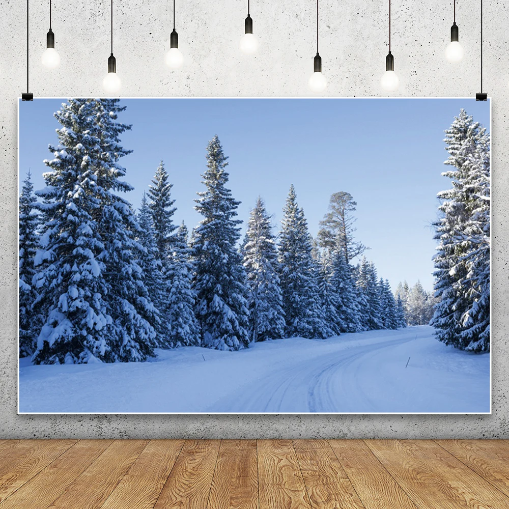 ฤดูหนาวหิมะป่าฉากหลังฤดูหนาว Snowfield ภูมิทัศน์หิมะปกคลุม Fir Pine Tree กลางแจ้งคริสต์มาสพื้นหลังการถ่ายภาพ