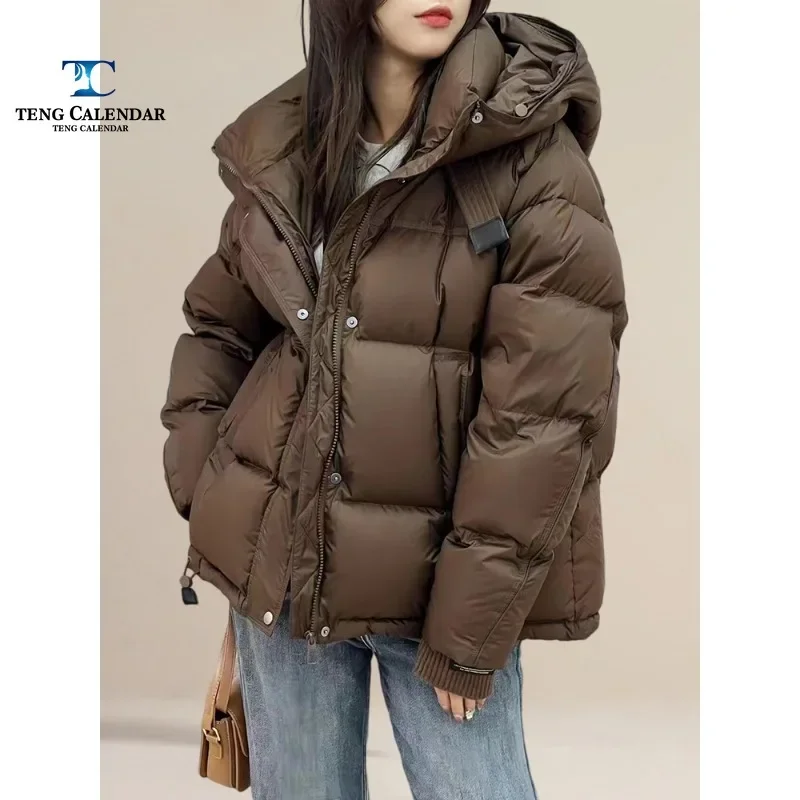 Short Cotton Clip Hooded Jacket for Women, Super Good-Looking, Popular Item, Warm and Thick, Winter, New Product, 2024