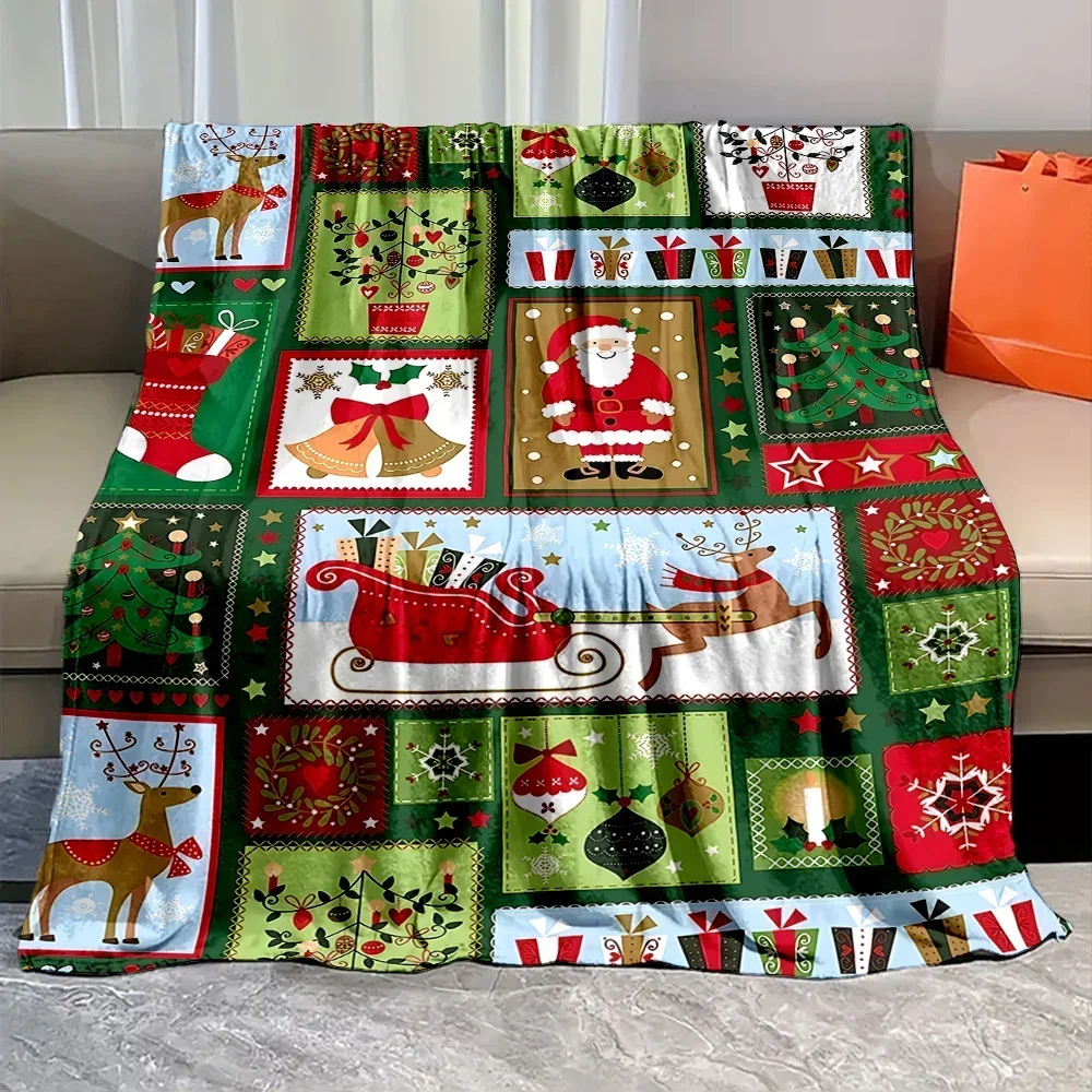 

Christmas Elements Blanket Printed Blanket Bedroom Livingroom Bed Warm Soft Comfortable Air Conditioner Office Travel Thin