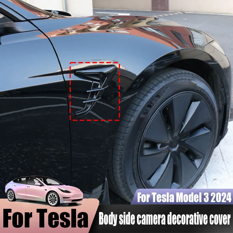 For Tesla Model 3 2024 car body side camera decorative cover car exterior decoration accessories ABS material