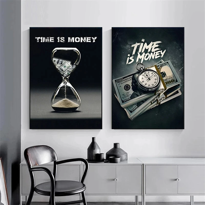 Time Is Money Motivational Quotes Success Steps Poster and Prints Canvas Painting Wall Art Pictures Room Home Decor Gift