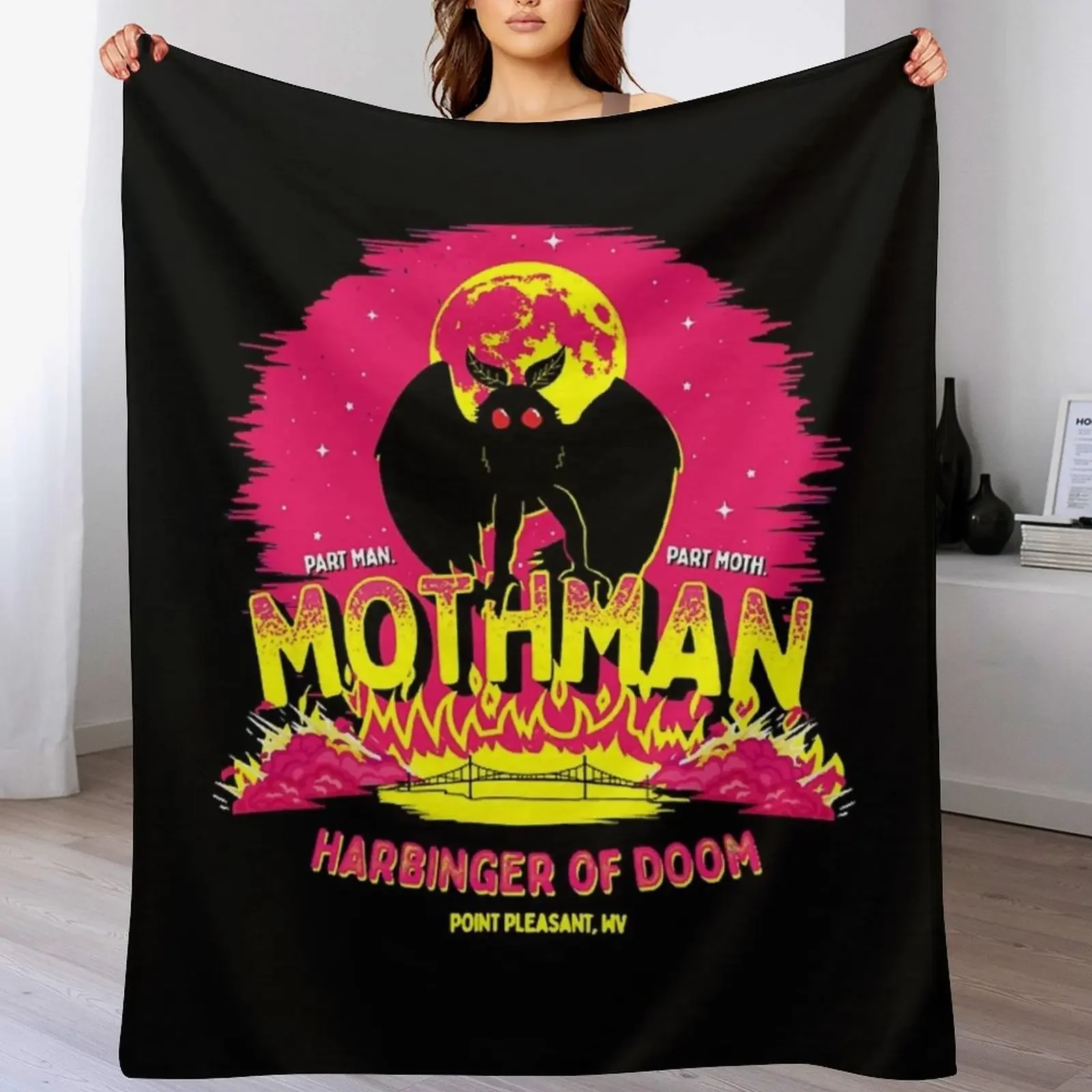 Mothman, Harbinger of Death! Throw Blanket Baby Luxury Designer Plaid Furrys Blankets