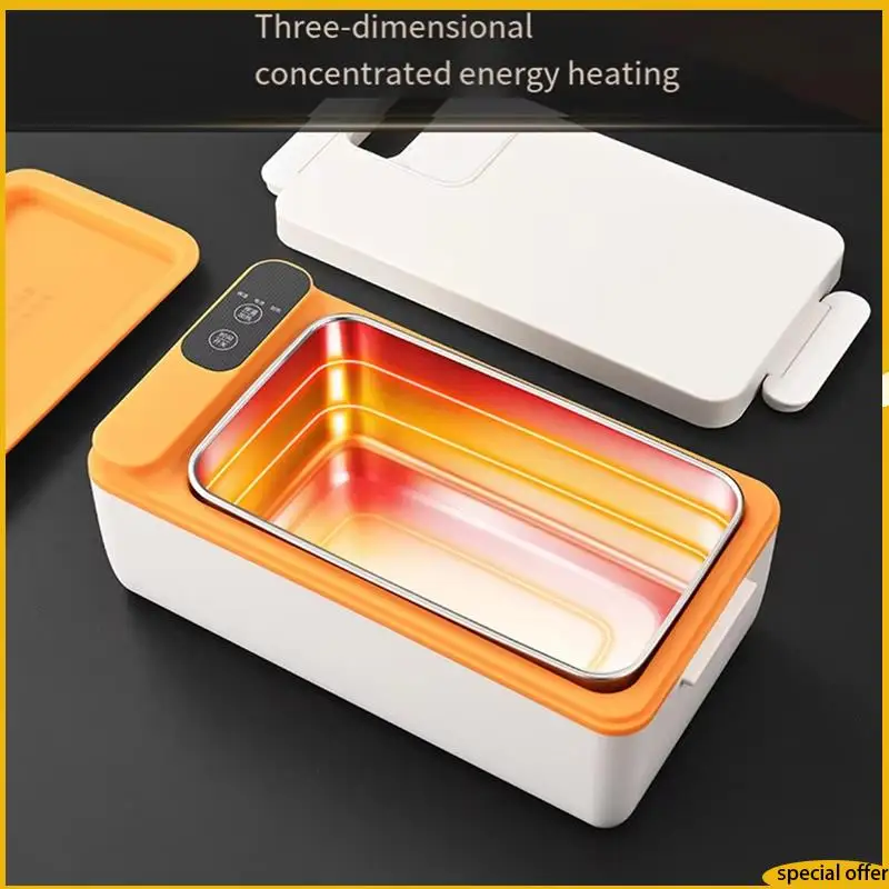 

A61I Stainless Steel Electric Lunch Box - Large Capacity, Portable For Office & Car, Self-Heating, Ideal For Travel & Work