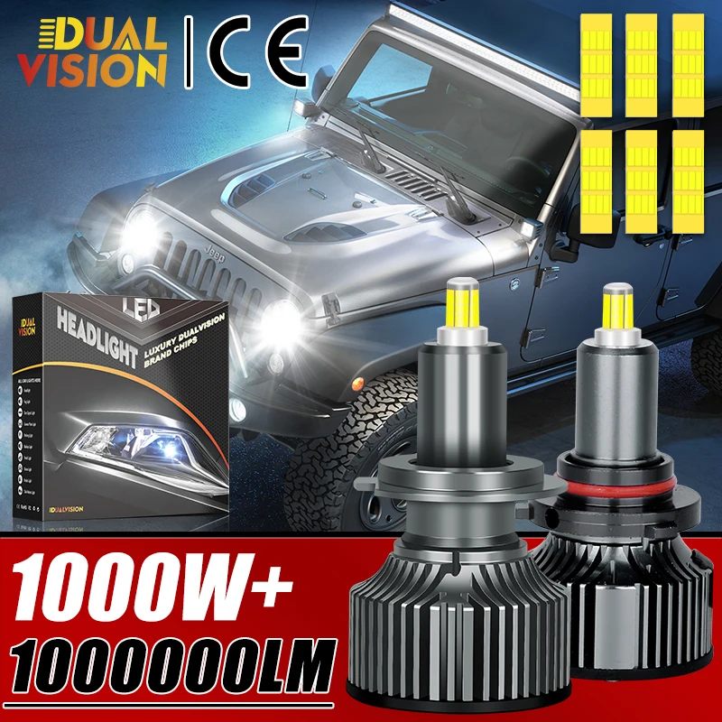 

1000000LM H7 H3 LED Headlight 360 3D LED 6000K 1000W High Low Beam 9012 HIR2 H1 H11 HB3 HB4 H8 H9 9005 9006 Super Mini Fog Lamps