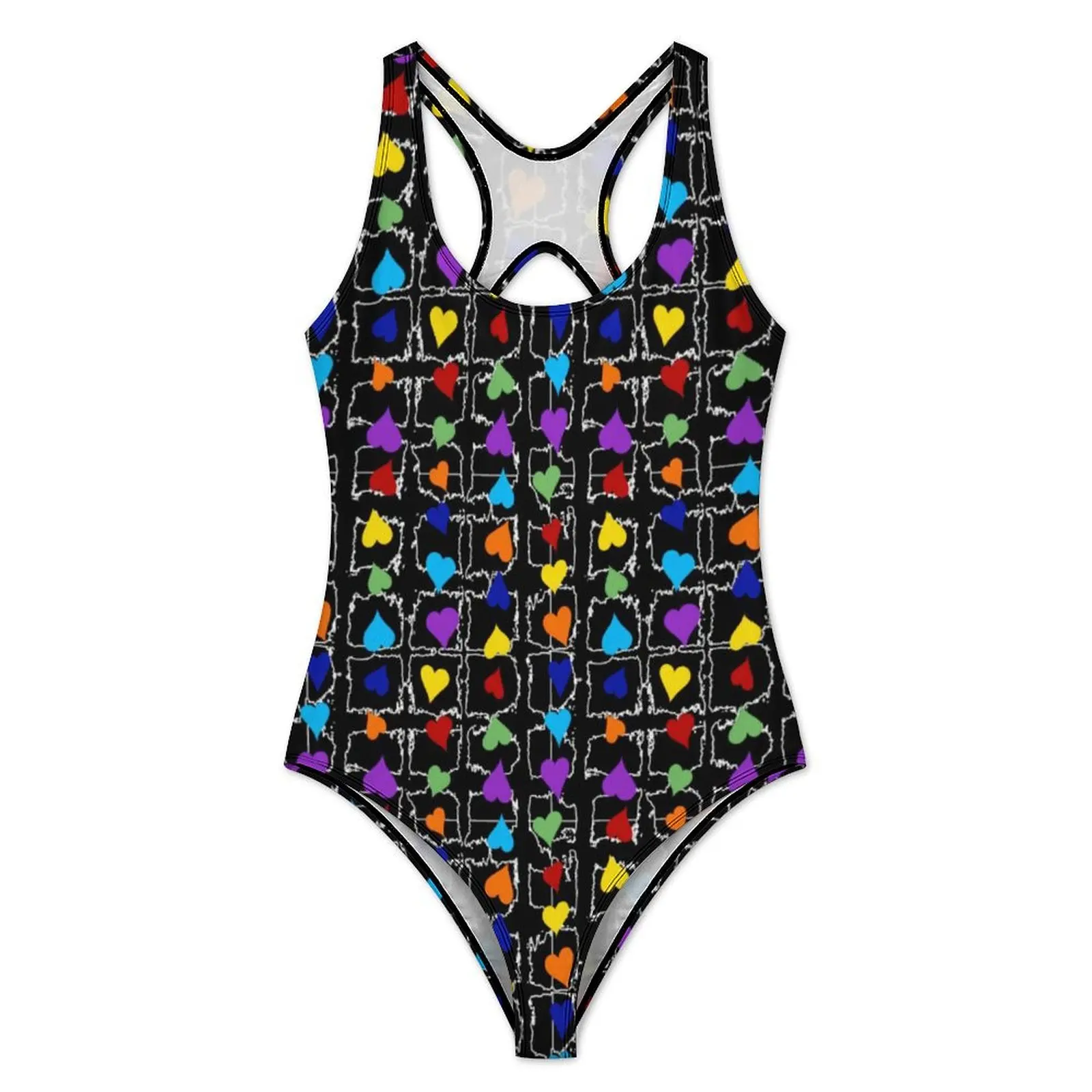 Womens Rights Swimsuit Pride Rainbow Hearts LGBT One Piece Swimwear Push Up Kawaii Bathing Suits Sexy Sport Graphic Beachwear
