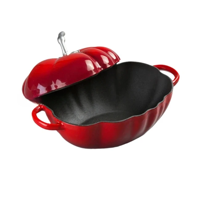 Cast Iron 27cm Enamel Stew Pot with Thickened Flat Bottom Onion Plate Induction Cooker BCA20B Household Tomato Shape