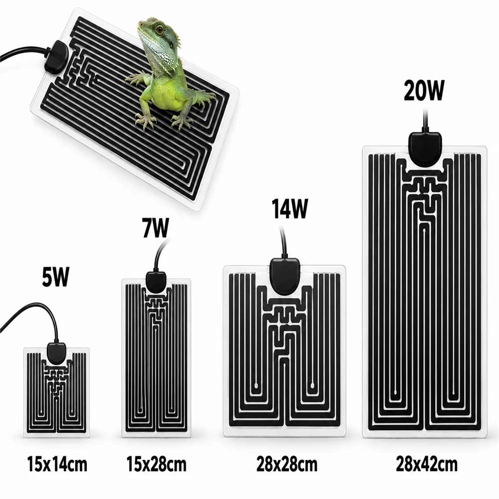 5W 7W 14W 20W Reptile Heat Mat Adjustable Thermostat Graphene Heating Pad for Terrarium Lizard Snake Turtle Gecko EU Plug 220V