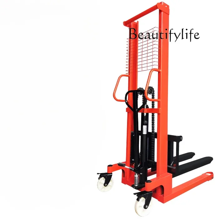 

Manual hydraulic stacker electric lift hand push forklift handling loading and unloading