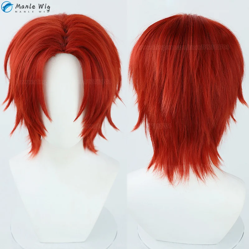 Flim Peluca de Cosplay de Shanks rojos cortos, peluca de Cosplay de Anime, resistente, sintética, fiesta de Halloween, hombre, pelucas de Shanks, gorra de peluca