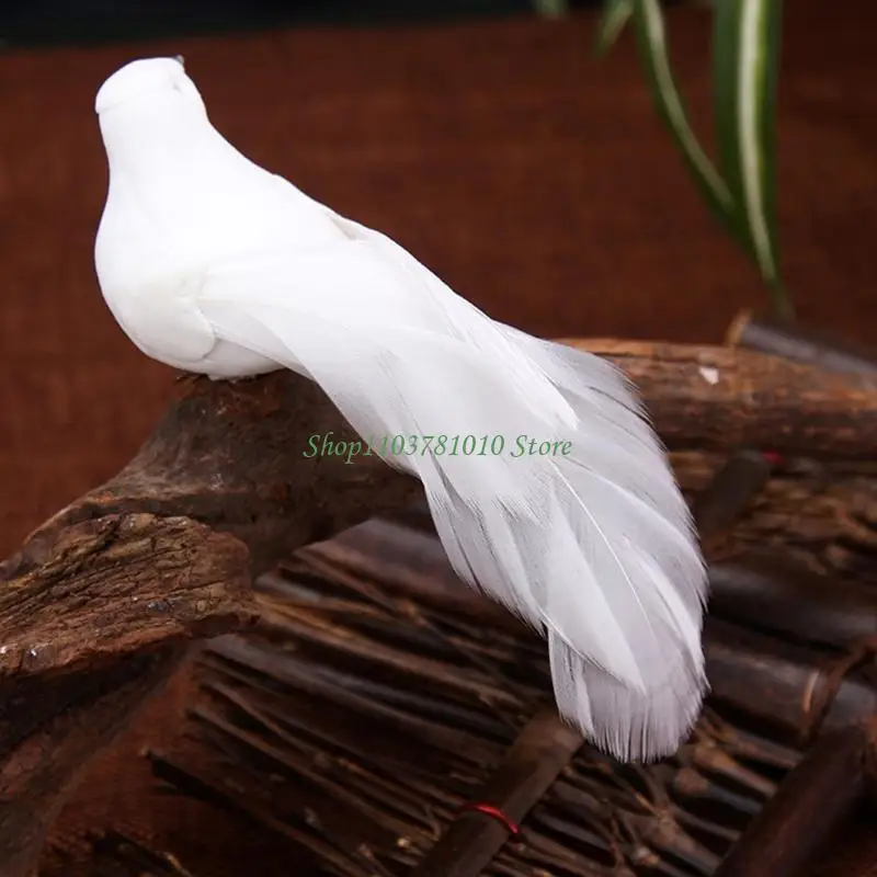 U55D 12 Pcs Artificial Doves Fake Foam Bird with Clips Christmas Home Wedding Decor