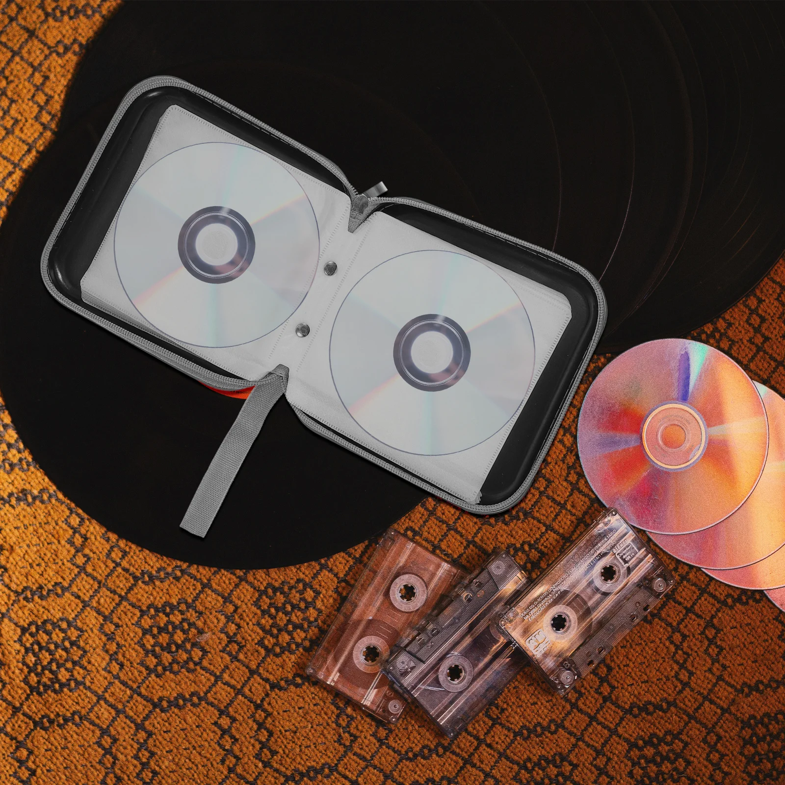 

2Pcs Cd Dvd Organizer Durable Plastic Case 40 Slots Lightweight Zipper Storage Wallet Portable Cd Holder Storage