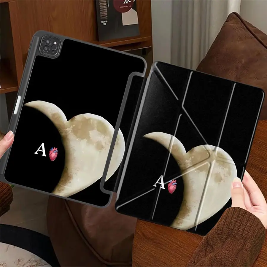 Holder Cover Tablet Case For iPad Pro 2025 Pro 11th 10th 9th 8th 7th 12.9inch Air 4 5 M3 M2 M4 11inch Mini 6 7 Love Moon Letter