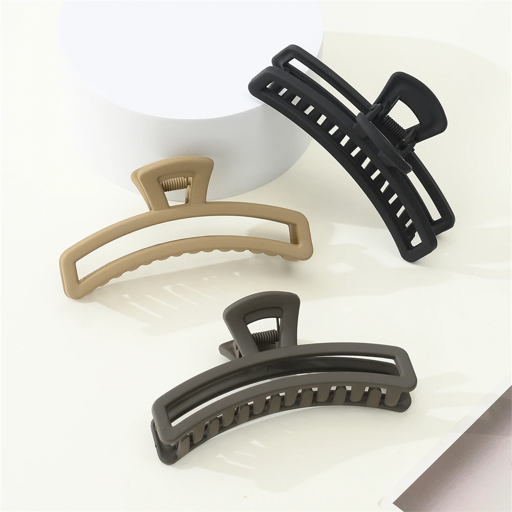 Горячие матовые однотонные заколки телесного цвета для волос, элегантные зажимы для волос большого размера, повседневные аксессуары для волос для женщин и девочек