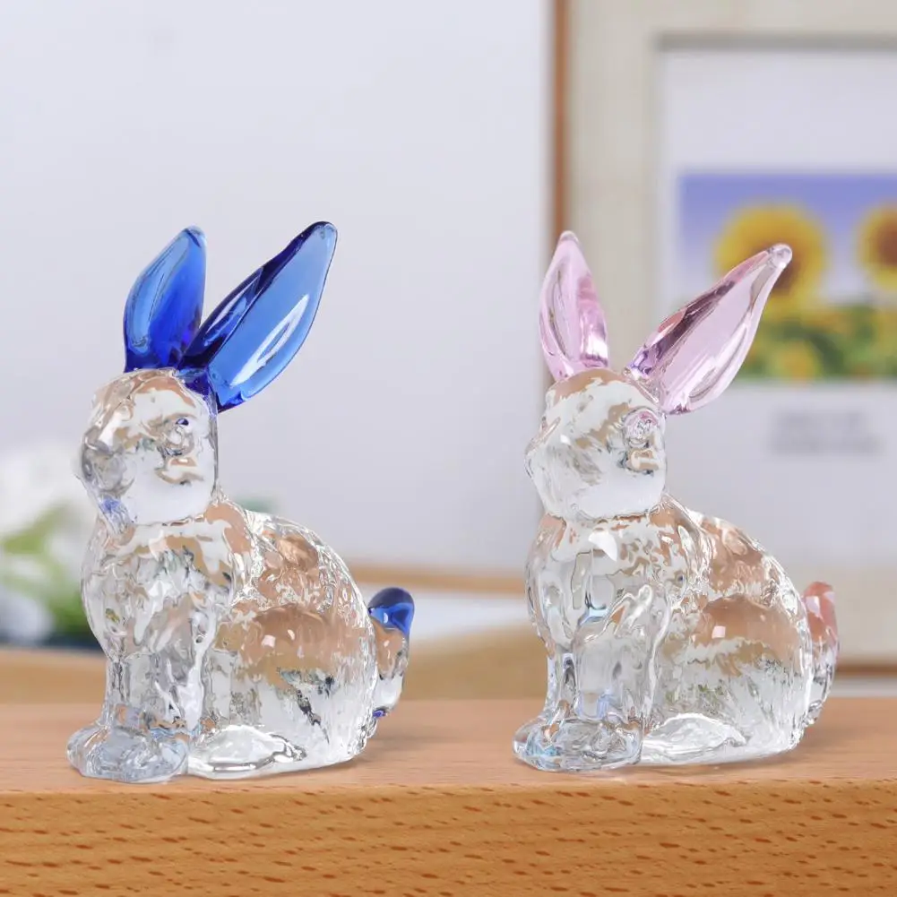 

Rabbit Ornament Elegant Faux Rabbit Figurine Glass Art Sculpture for Home Office Decor Spring Easter Collectible Ornament Gift