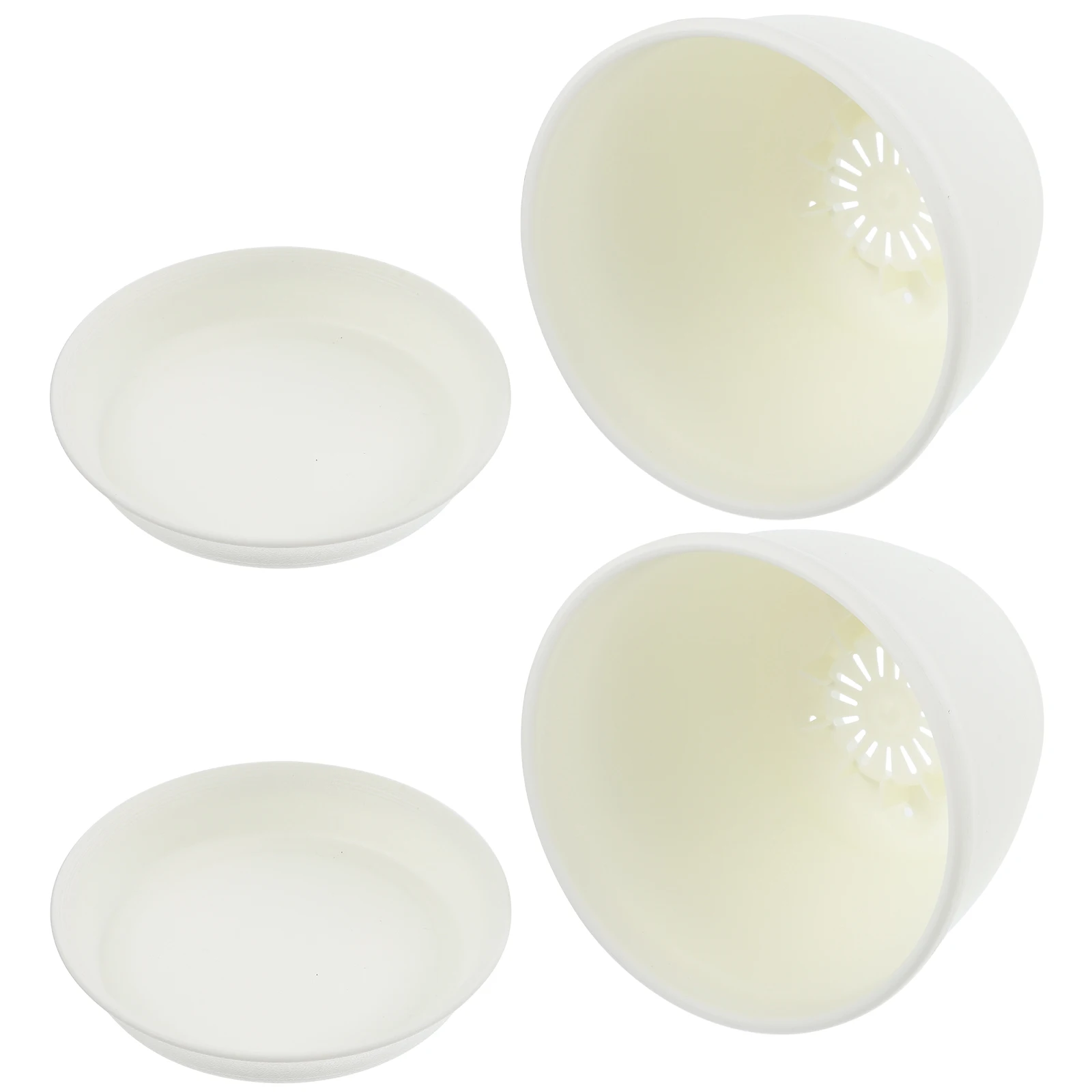 

2 set 2 Sets Thickened Flower Pots White 4 Size Indoor Balcony Plant Decor Nursery Planter pots Drainage Holes Succulent Plants