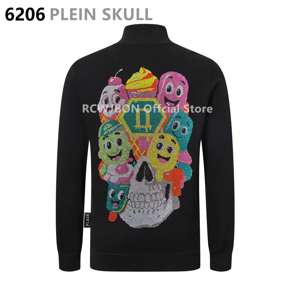 Plein Skull Spring and Autumn Zipper Jacket Daily Casual Long Sleeve Hoodie Headless Fully Open Collar Personalized Trendy Band