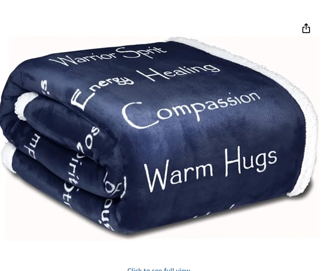 Couverture de Compassion Ultra Douce et Chaude – Force, Courage, Pensées Réconfortantes, Énergie Positive, Amour, Espoir – Cadeau de Guérison en Peluche