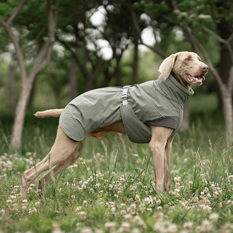 Large Dog Cold Proof Outdoor Clothing With Reflective Stripe For Dog Autumn Winter Keep Warm Cotton Suit Dog High Neck Clothes