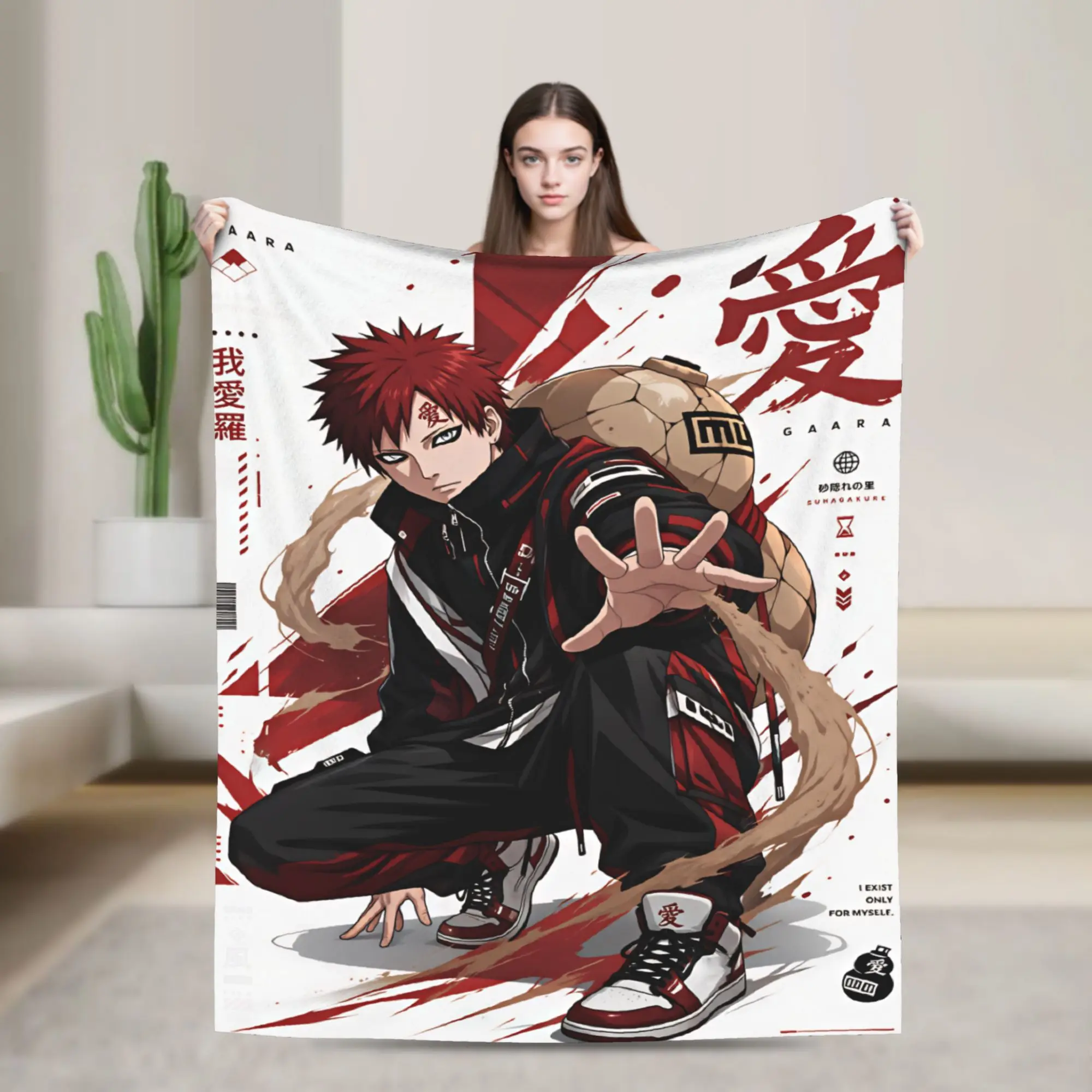 Gaara  Blanket  Camping Flannel Throw Blanket For Bedroom Warm Soft Customized Quality Bedspread Gift