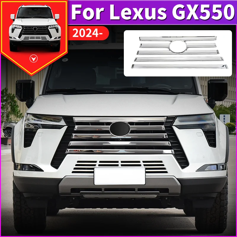 

Для 2024 Лексус GX550 GX550h Передняя решетка Хром Украшение Полосы For Lexus GX 550 550h Экстерьер Модернизированный Принадлежности Тюнинг Модификация