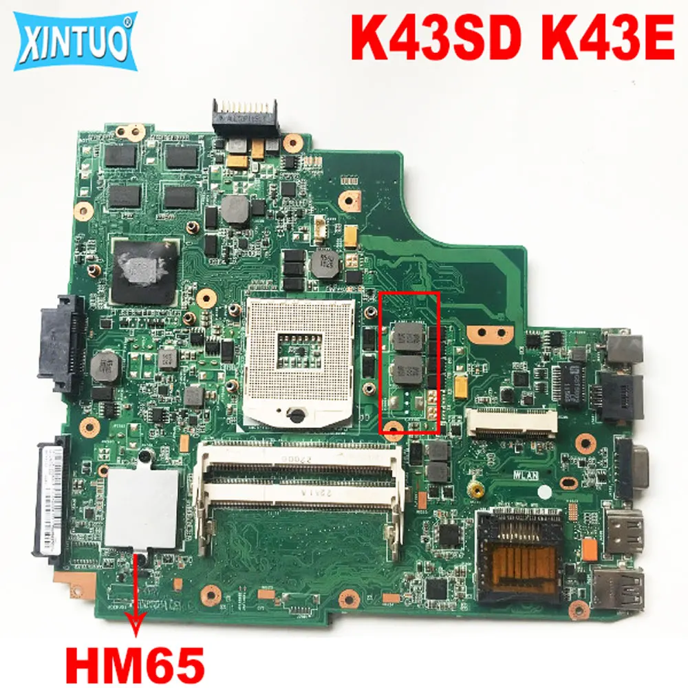 

K43SD motherboard for ASUS X43S K43S A43S P43S A43SD K43SD A43S K43E Laptop motherboard HM65 with 2GB GPU DDR3 100% test working