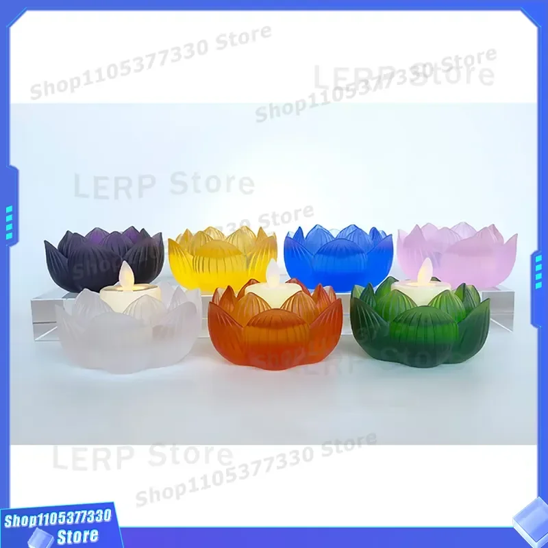 Lotus Candle Holder for 40mm Diameter Butter Lamp Decorative Metal Stand Home Temple Prayer Light Base Ornament Gift