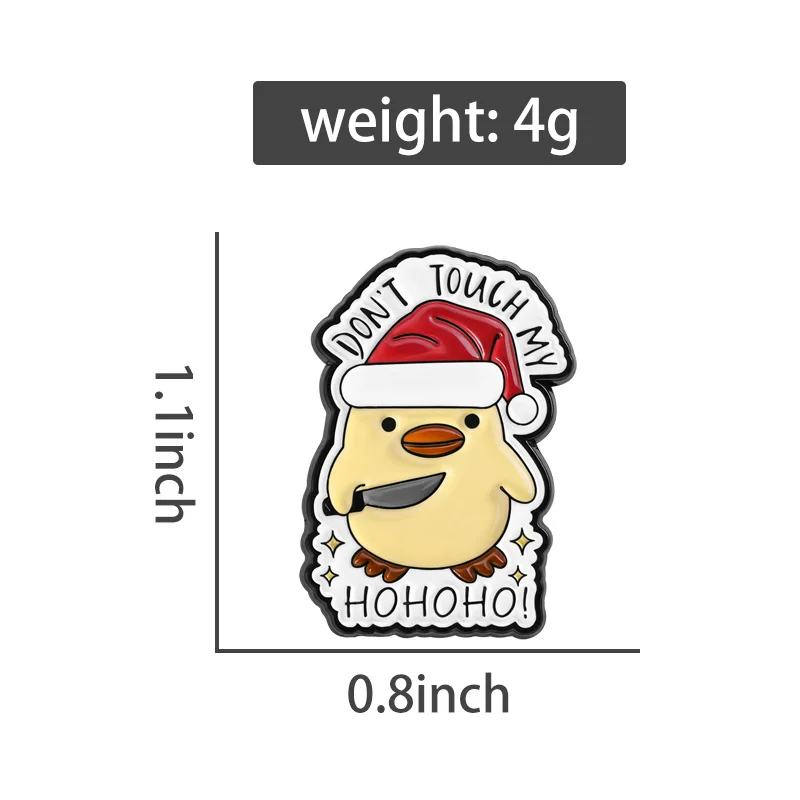Don't Touch My Ho Ho Ho Enamel Pins Christmas Duck Chick Brooches Lapel Badges Cartoon Animal Jewelry Gift for Kids Friends