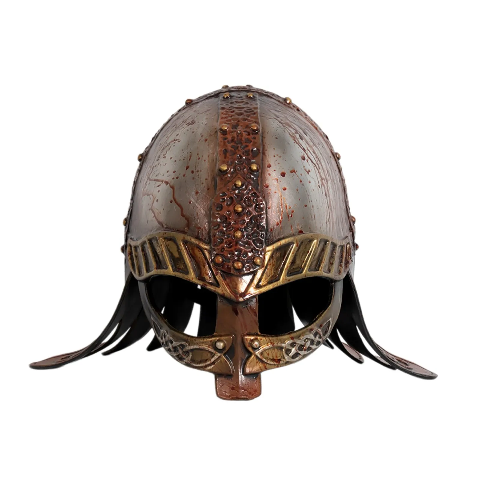 Viking Warrior Helmet Mask with Blood Medieval Costume Headwear Norse Knight Helmet Accessory for Halloween Renaissance LARP