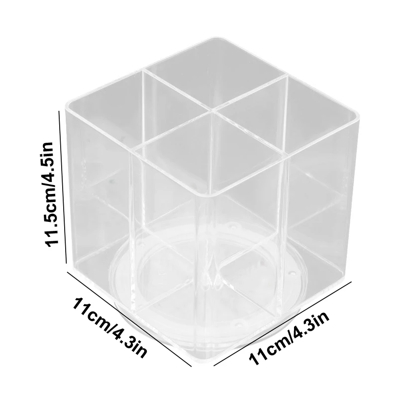 360-degree Rotation Acrylic Brush Pen Holder Durable Artist Desk Organizer Pencil Paint Brushes Stationery Storage Box