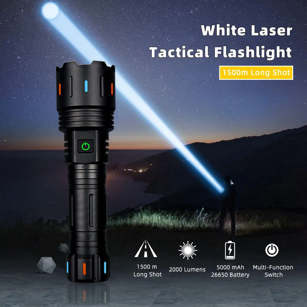 

1000000LM Most Powerful LED Flashlight Rechargeable Type-c Flashlight Long Range 6000M Tactical Torch Light For Fishing Hunting