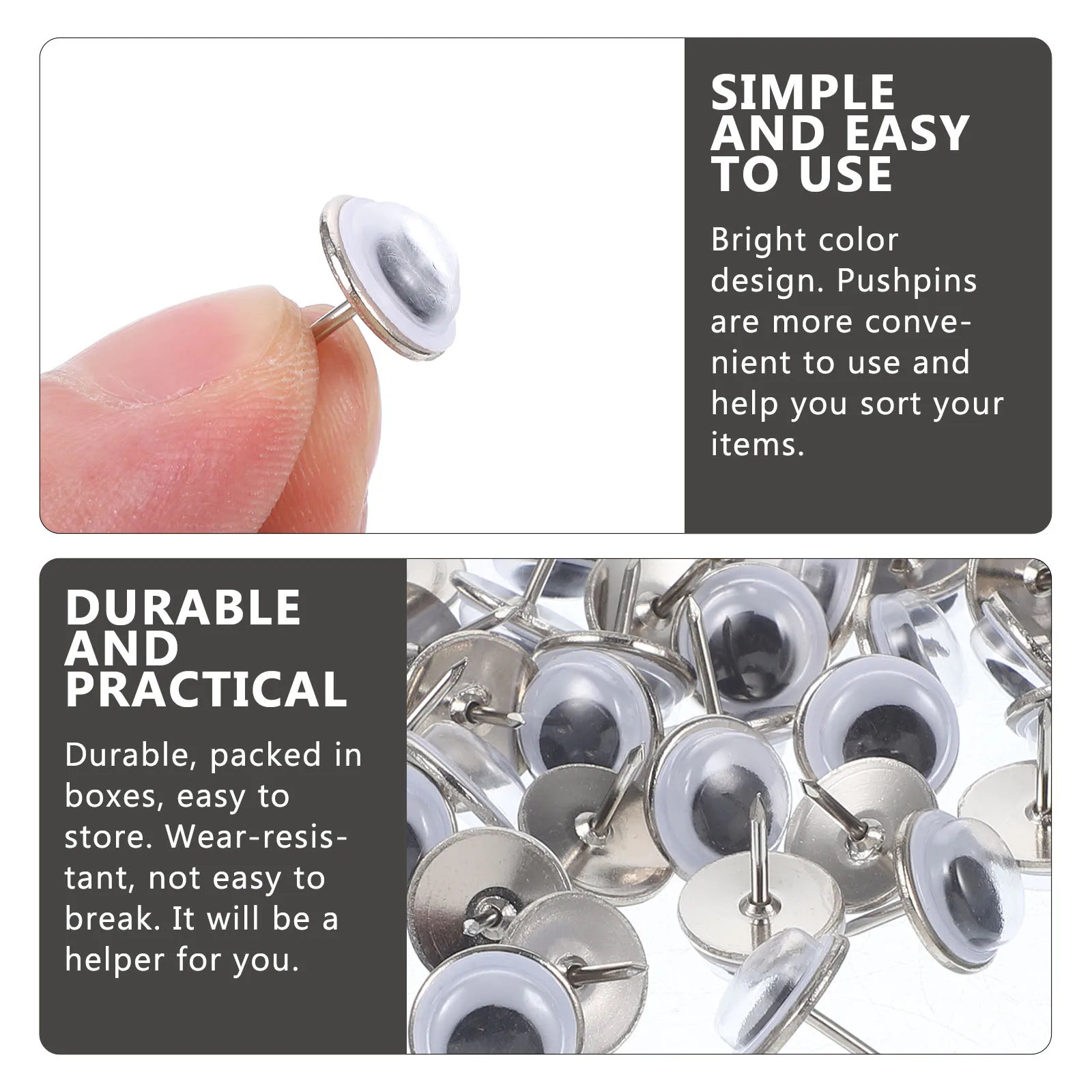 50 قطعة دبابيس دفع على شكل عين كرتونية مسامير زخرفية مشرقة للوحة الرسائل لوحة الفلين للاستخدام المنزلي والمكتب