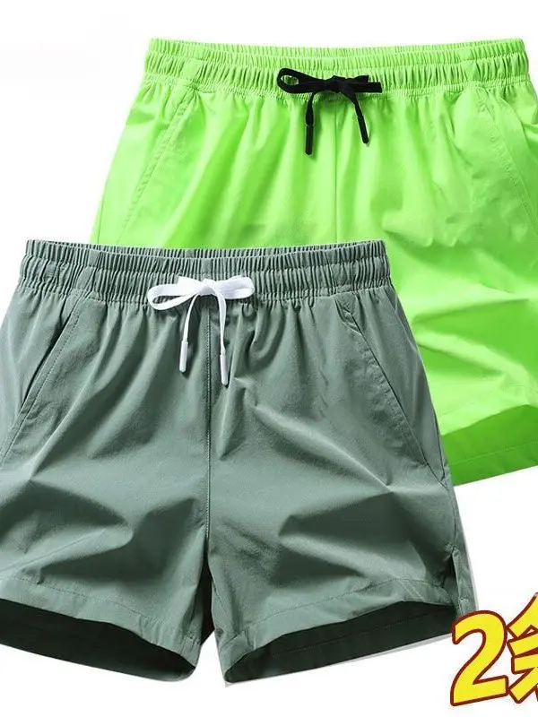 Summer Thin Ice Silk Casual Shorts Men Loose Quick Dry Three-Quarter Running Fitness Swimming Sport Four-Piece New Model Shorts