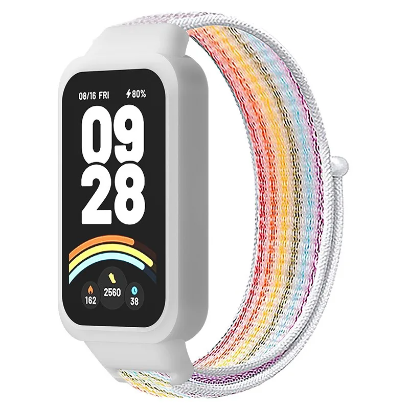Breathable Nylon Strap for Xiaomi Mi Band 9 Active Sport Bracleet Accessories for Redmi Band 3 Integrated protective sleeve case