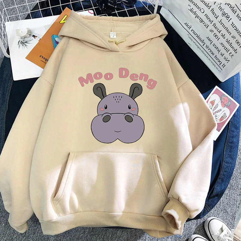 

Cute Moo Deng Baby Hippo Hoodie Retro Women/men Hoodies Unisex Sweatshirt Vintage Kawaii Aesthetic Harajuku Winter Clothes