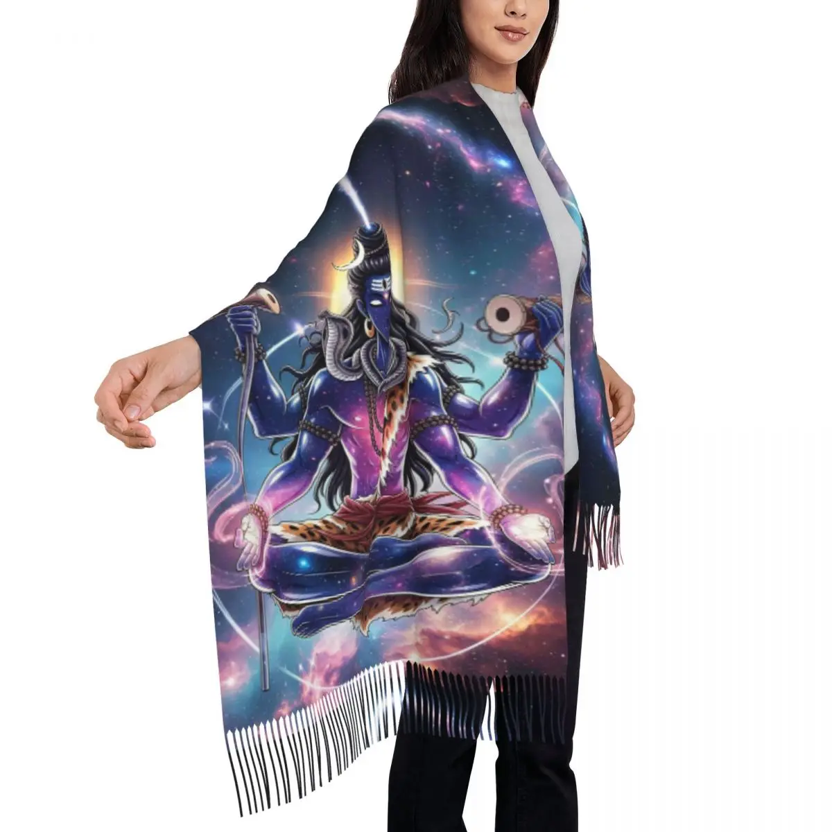 وشاح تريشول ودامرو لورد شيفا أوشحة شرابة للنساء شالات دافئة ناعمة ويلتف شال خريف وشتاء كبير