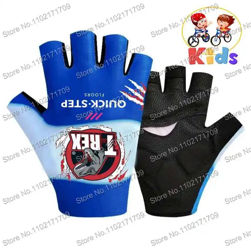 Kids Soudal Quick Step Team Half Finger Cycling Gloves Boys and Girls Anti-static Outside Sports Glove Half Finger Sports Glove