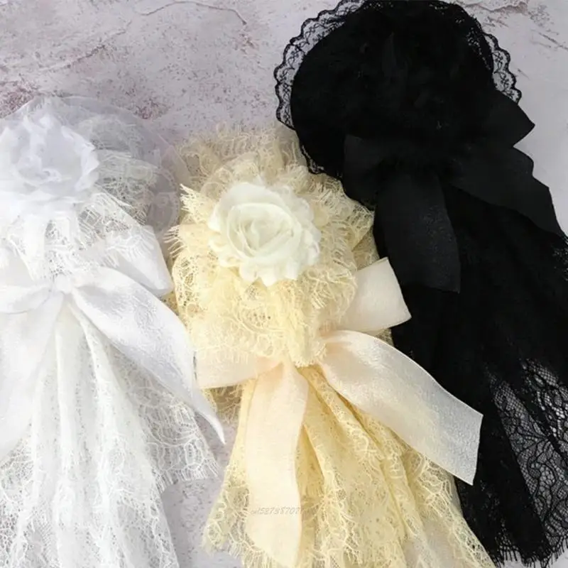 X5XA Unique Lace Top Hat Hair Clip with Tulle Detailing Lace Headdress Cosplay Headpiece Hair Accessories for Stylish Women