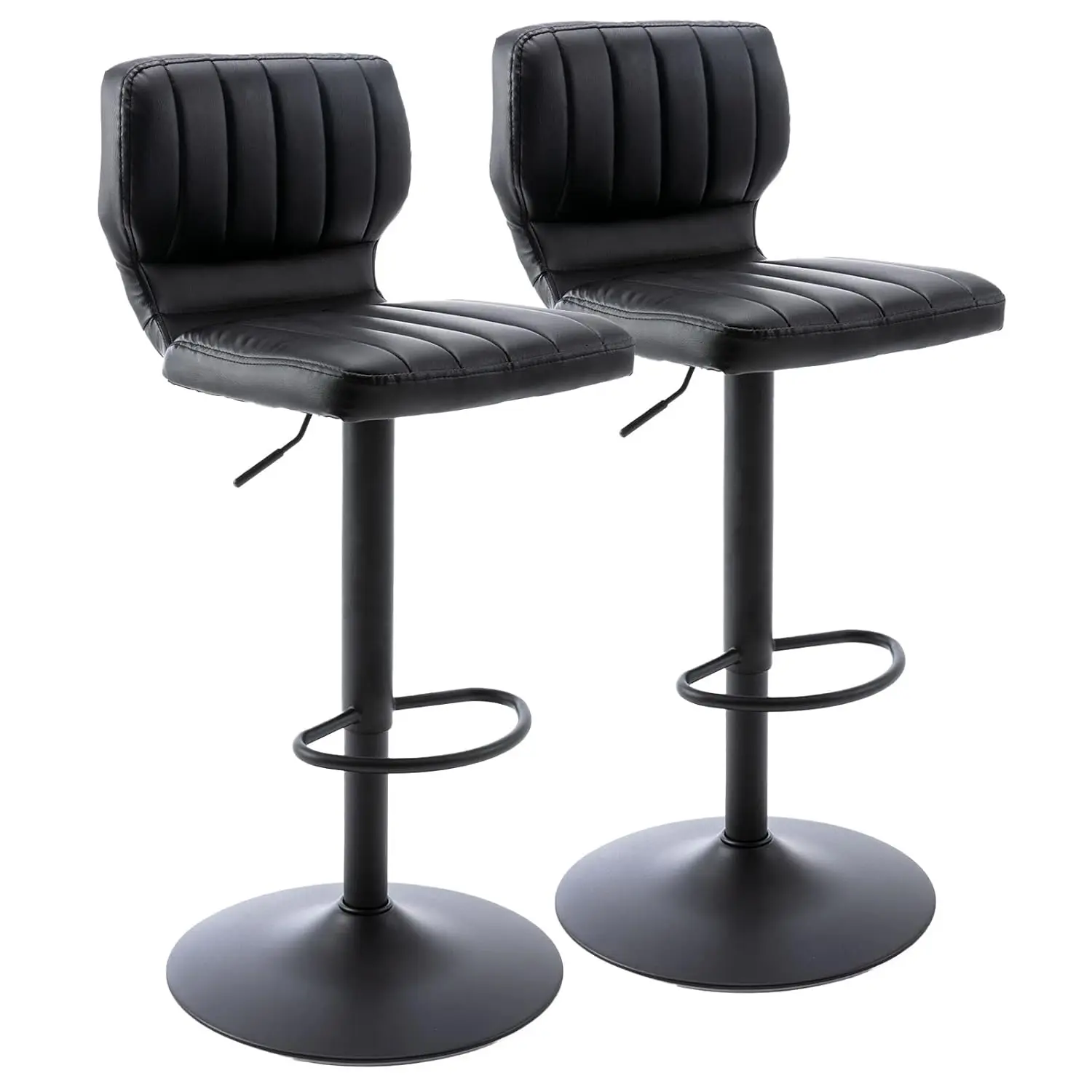 

Adjustable Bar Stools Set Of 2, Modern PU Leather Swivel Barstools With Back, Armless Airlift Counter Height Bar, Customized