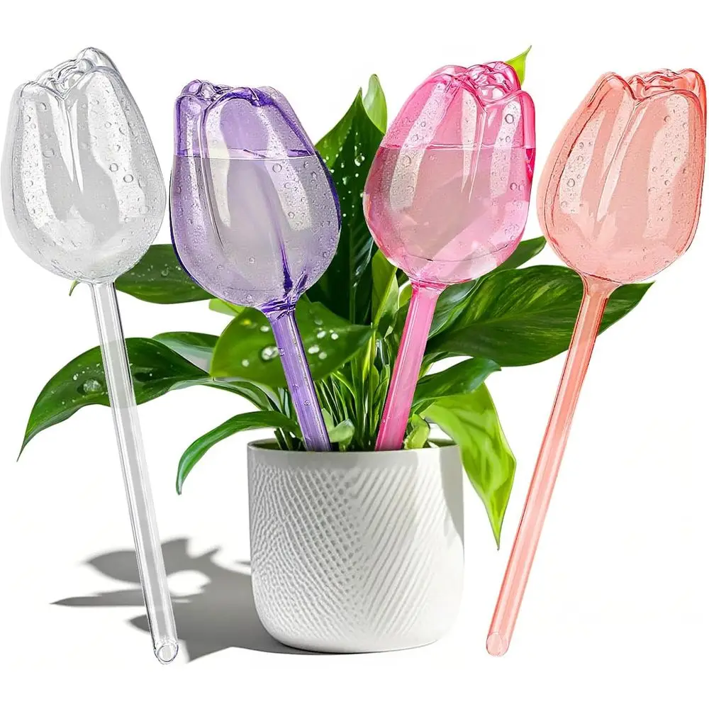 

4 Pcs Watering Globes Bulbs for Indoor Outdoor Plants, Tulip Plant Watering Globes Bulbs, Automatic Plant Watering Devices, Plas