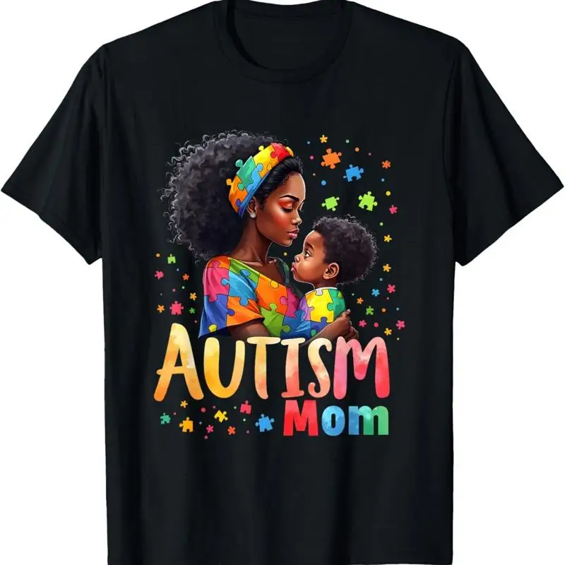 

Черная футболка Mom Afro Autism Awareness Mama